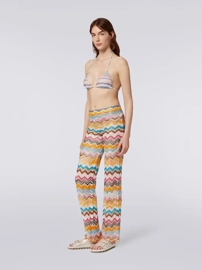 Women Multicoloured Zigzag Cover Up Trousers Multicoloured Missoni Beachwear
