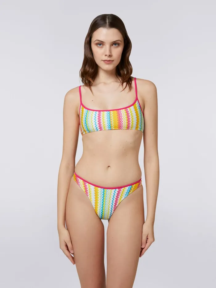 Women Nylon Blend Bikini With Zigzag Print Multicoloured Missoni Swimsuits