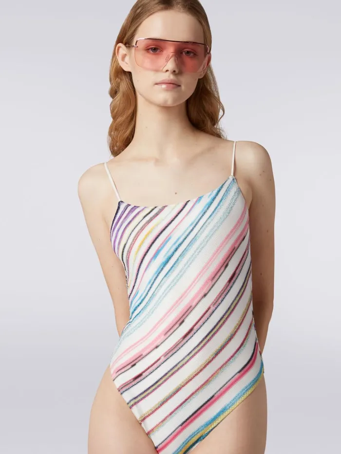 Women OnePiece Swimming Costume In Viscose Blend And Lam Multicoloured Missoni Swimsuits