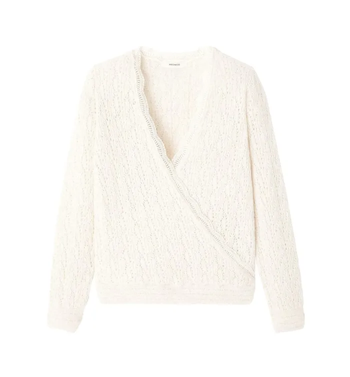 Women Openwork Jumper With Lace 8211 Ecru Promod Jumpers And Cardigans Women Openwork Jumper With Lace 8211 Ecru Promod Jumpers And Cardigans