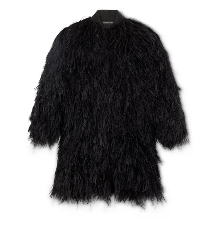 Women Outerwear Tom Ford Feathers On Organza Coat Black