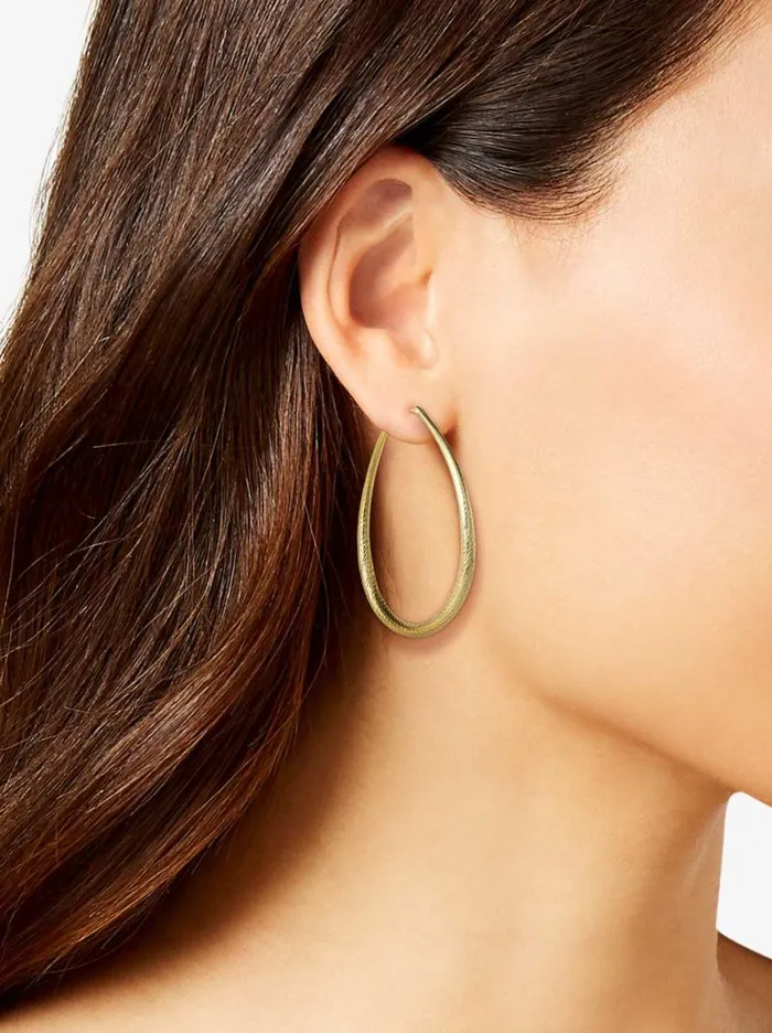 Women Oval Textured Hoop Earrings In Gold Jessica Simpson Earrings