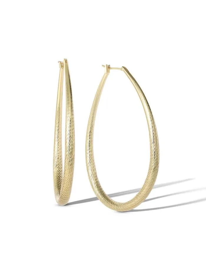 Women Oval Textured Hoop Earrings In Gold Jessica Simpson Earrings