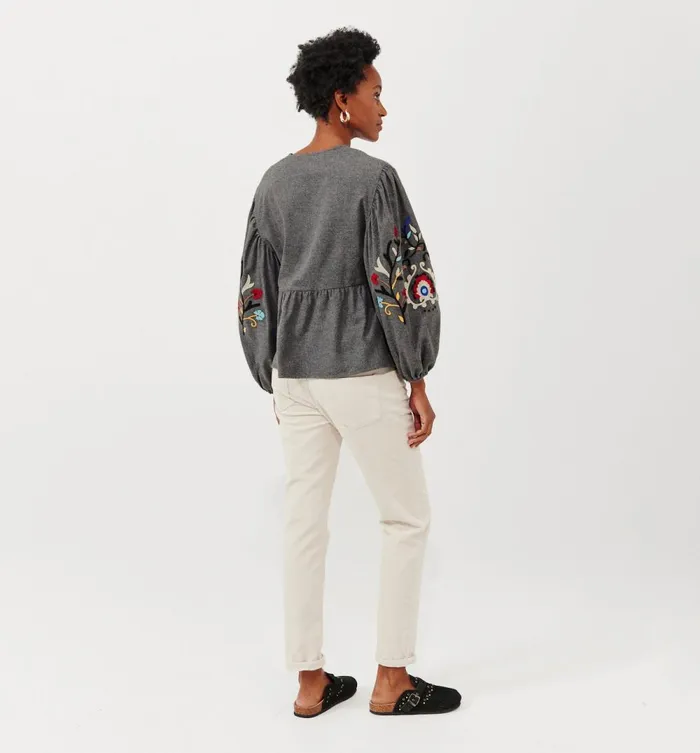 Women Oversized Embroidered Blouse 8211 Dark Grey Promod Shirts And Tunics Women Oversized Embroidered Blouse 8211 Dark Grey Promod Shirts And Tunics