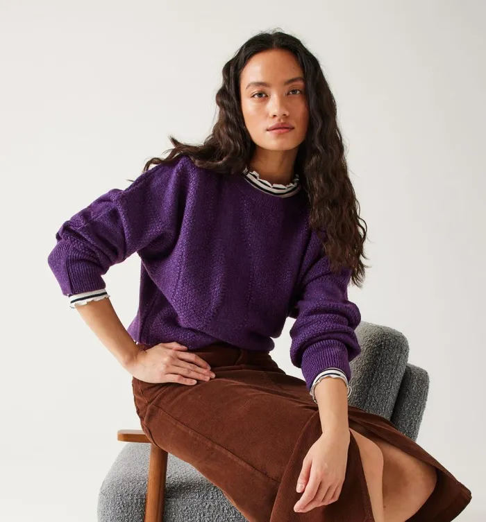 Women Oversized Glitzy Jumper 8211 Violet Promod Jumpers And Cardigans