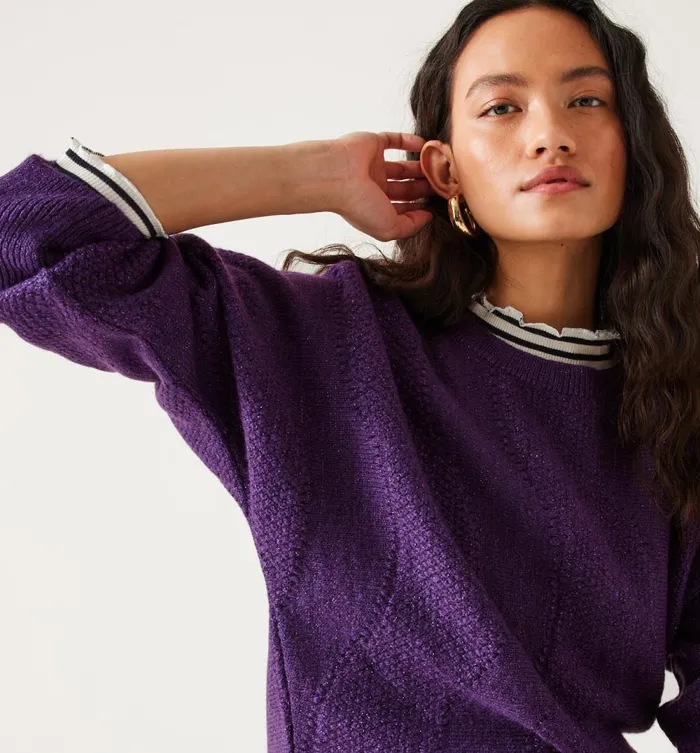 Women Oversized Glitzy Jumper 8211 Violet Promod Jumpers And Cardigans Women Oversized Glitzy Jumper 8211 Violet Promod Jumpers And Cardigans
