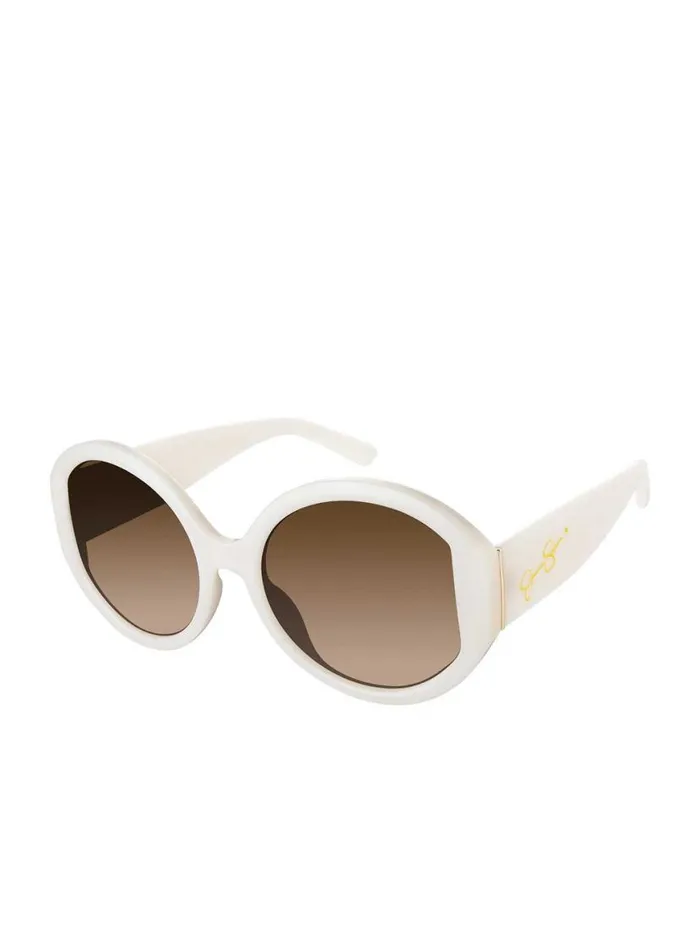 Women Oversized Round Sunglasses In Cream Jessica Simpson Sunglasses