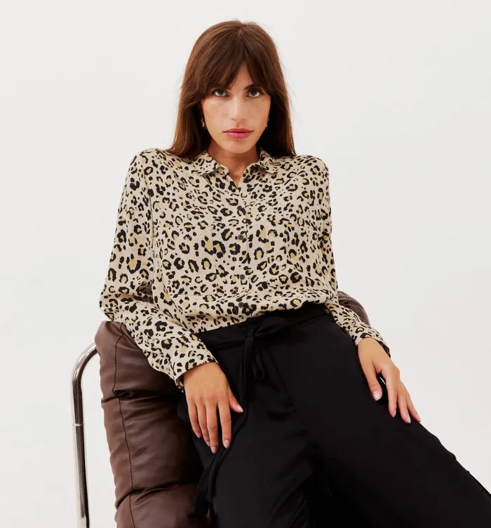 Women Oversized Shirt 8211 Ecru Prints Promod Shirts And Tunics
