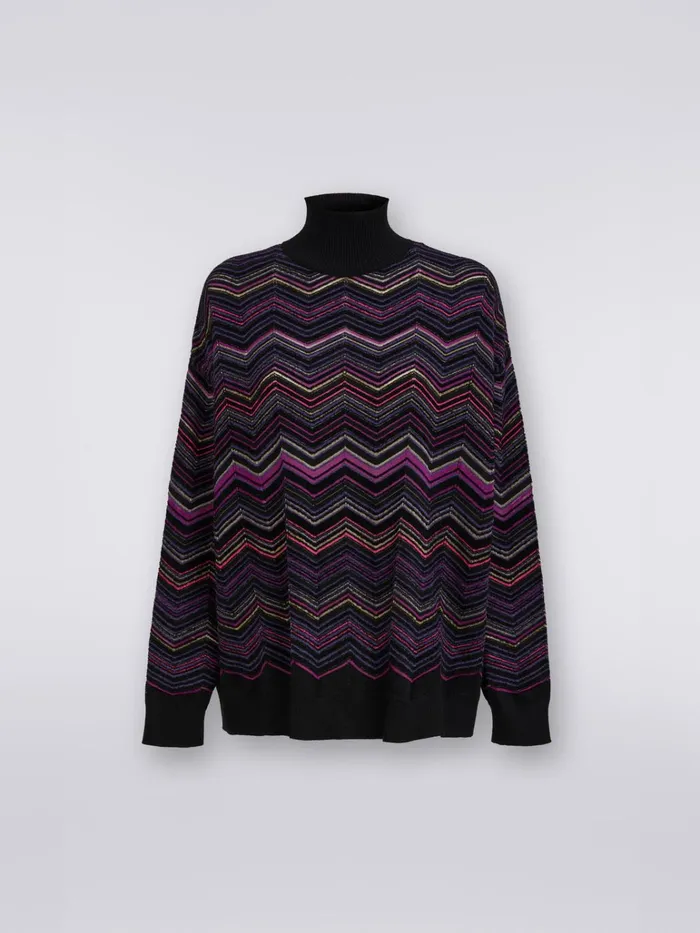 Women Oversized Wool And Viscose Chevron Jumper Multicoloured Missoni Knitwear