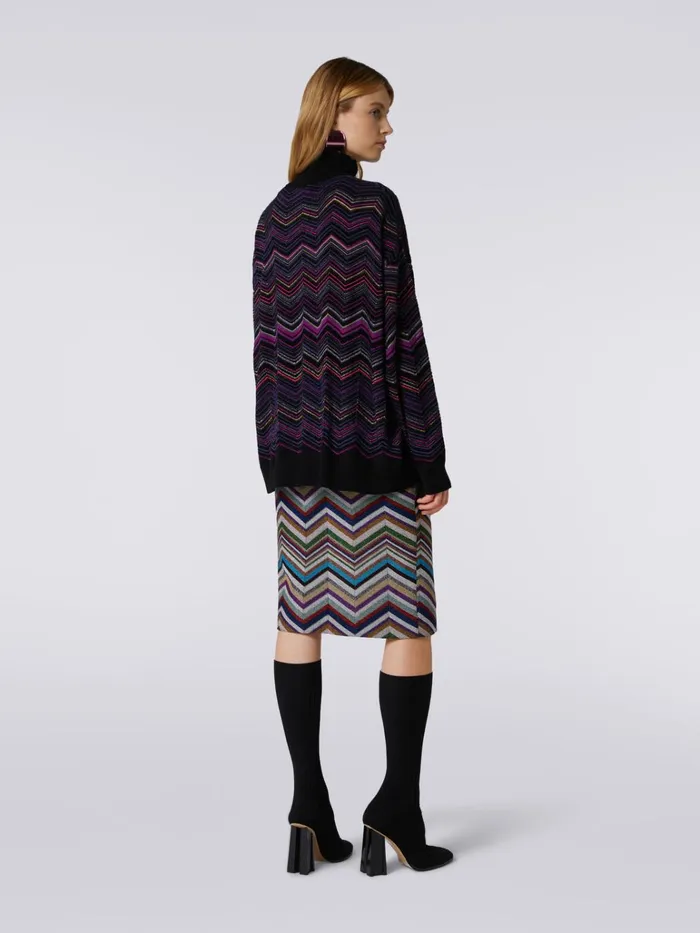 Women Oversized Wool And Viscose Chevron Jumper Multicoloured Missoni Knitwear Women Oversized Wool And Viscose Chevron Jumper Multicoloured Missoni Knitwear