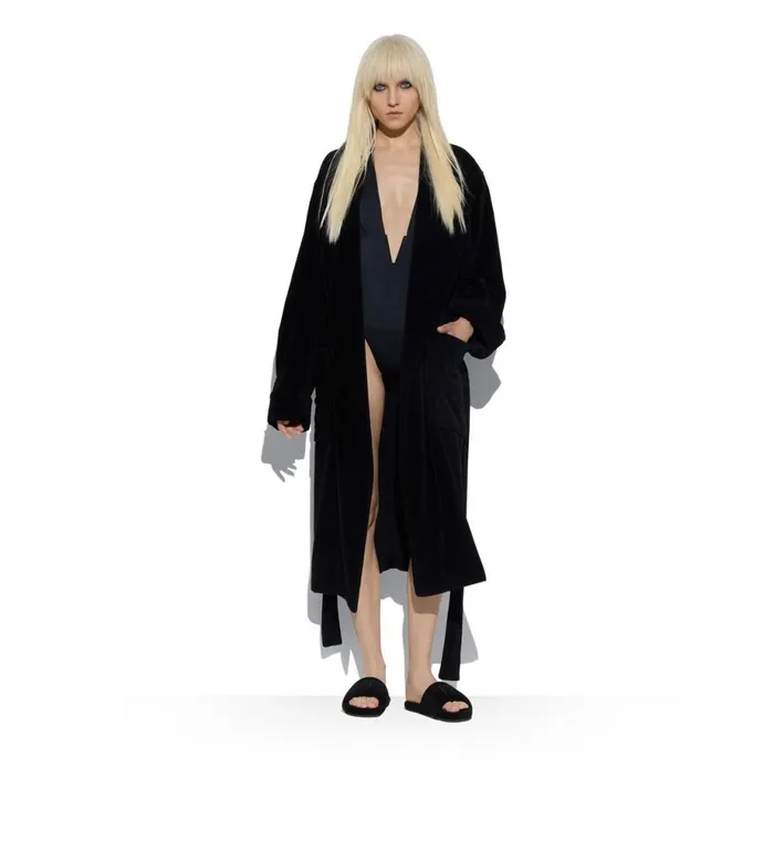 Women Pajamas and Robes Tom Ford Towelling Cotton Robe Black Women Pajamas and Robes Tom Ford Towelling Cotton Robe Black
