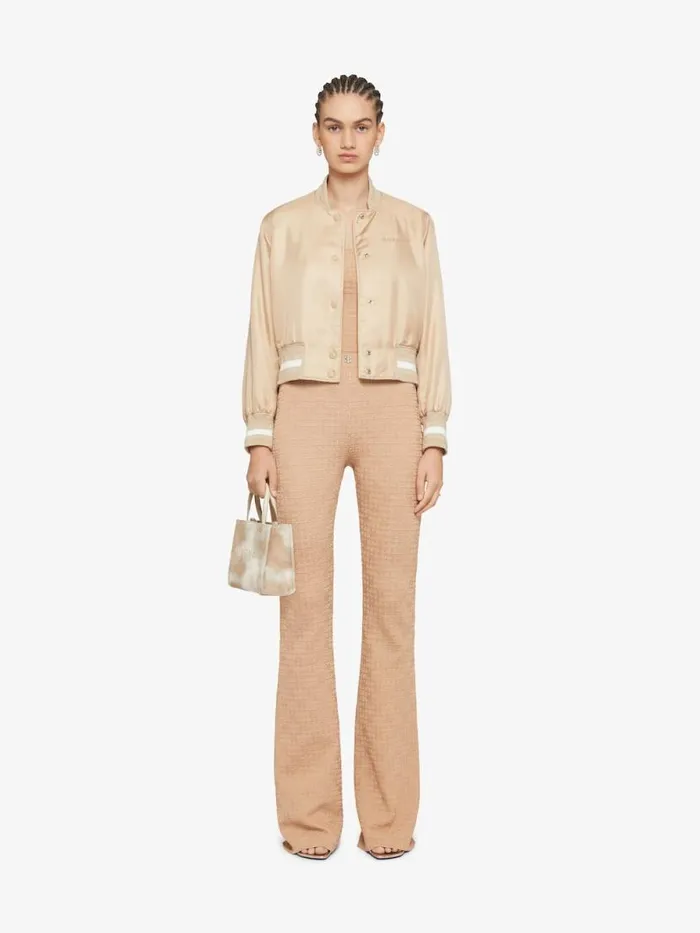 Women Pants and Shorts Givenchy Flare Pants In 4G Mini Jacquard Tan