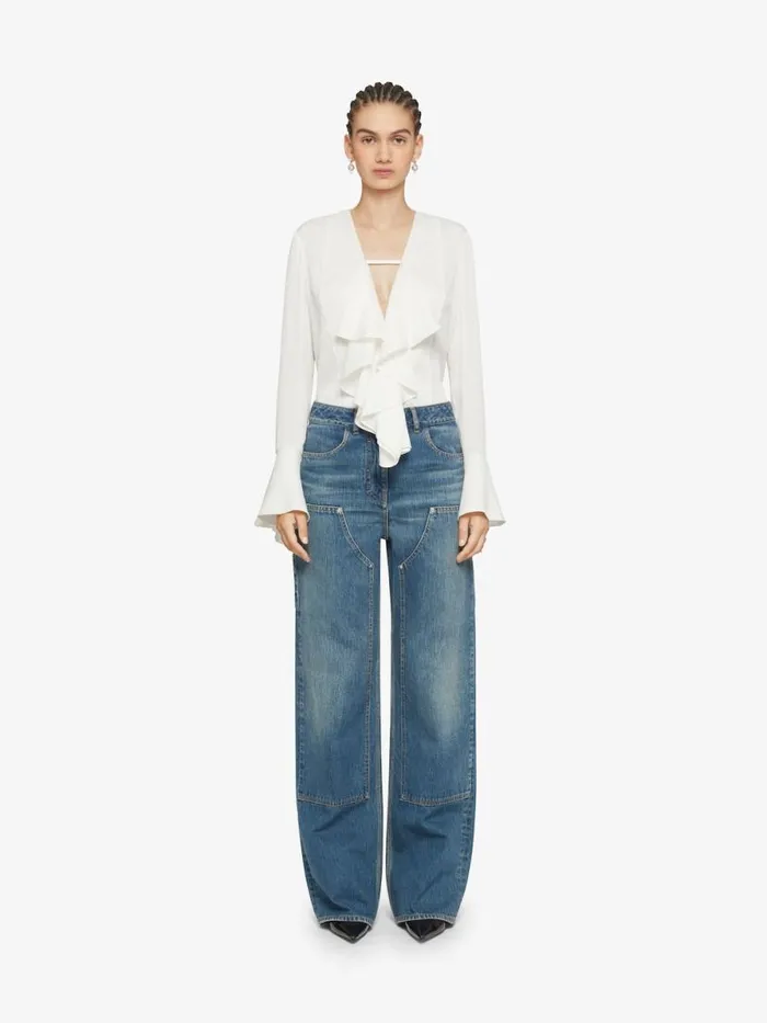 Women Pants and Shorts Givenchy Oversized Jeans In Denim With Patches Deep Blue