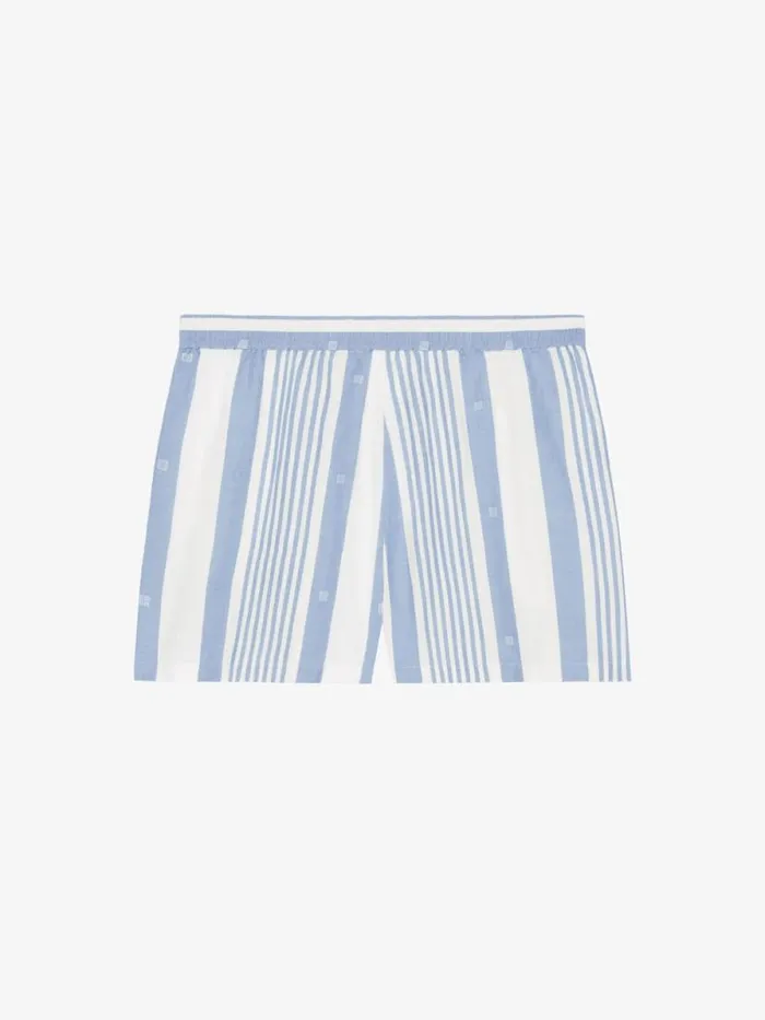 Women Pants and Shorts Givenchy Shorts In Cotton And Linen With 4G Stripes Blueoff White Women Pants and Shorts Givenchy Shorts In Cotton And Linen With 4G Stripes Blueoff White