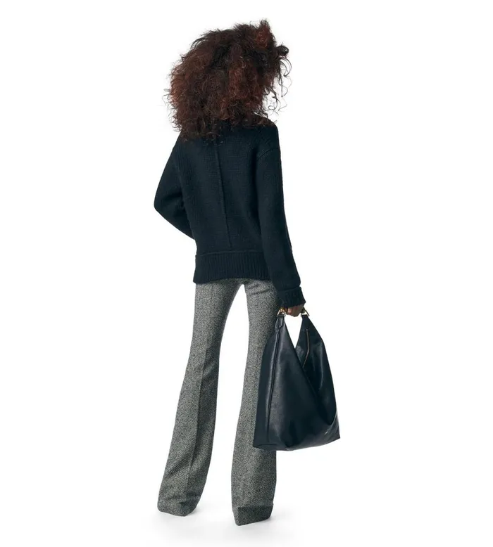 Women Pants and Shorts Tom Ford Melange Tweed Wool Flared Pants Chalk and Black