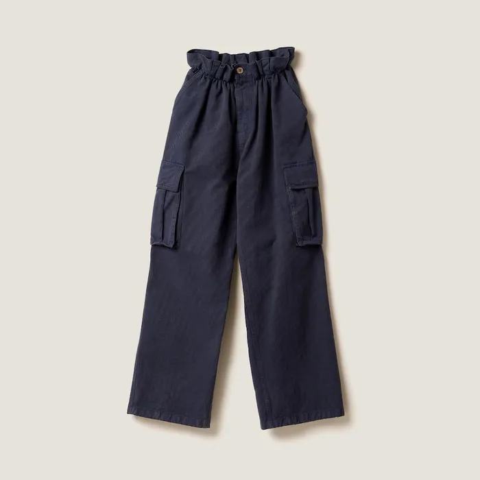 Women Pants And Shorts Miu Miu Gabardine Pants Navy