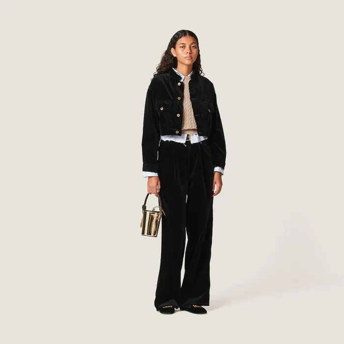Women Pants And Shorts Miu Miu Washed Velvet Pants Black Women Pants And Shorts Miu Miu Washed Velvet Pants Black