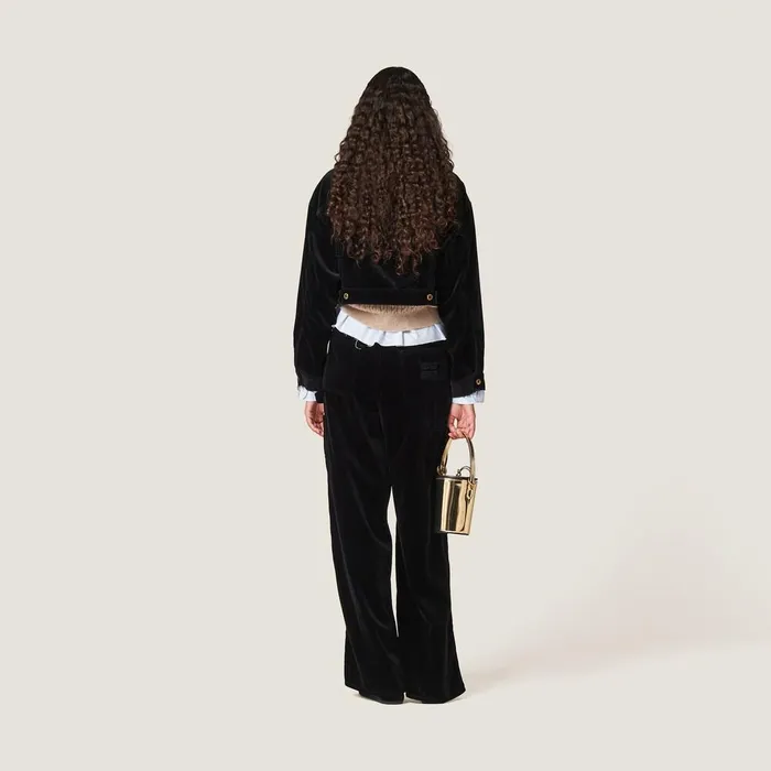 Women Pants And Shorts Miu Miu Washed Velvet Pants Black Women Pants And Shorts Miu Miu Washed Velvet Pants Black