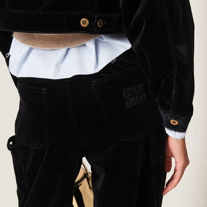 Women Pants And Shorts Miu Miu Washed Velvet Pants Black Women Pants And Shorts Miu Miu Washed Velvet Pants Black