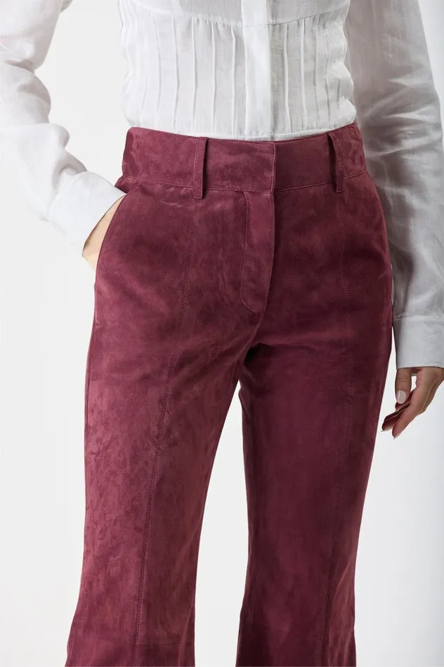 Women Pants Gabriela Hearst Rhein Pant In Deep Bordeaux Suede
