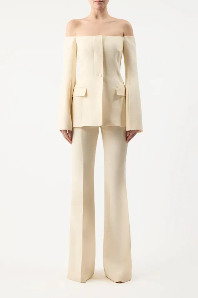 Women Pants Gabriela Hearst Rhein Pant In Ivory Wool Silk Cady