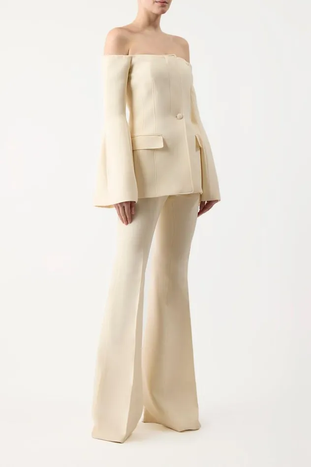 Women Pants Gabriela Hearst Rhein Pant In Ivory Wool Silk Cady
