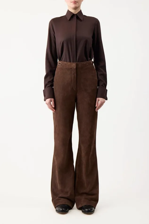 Women Pants Gabriela Hearst Vesta Pant In Chocolate Suede