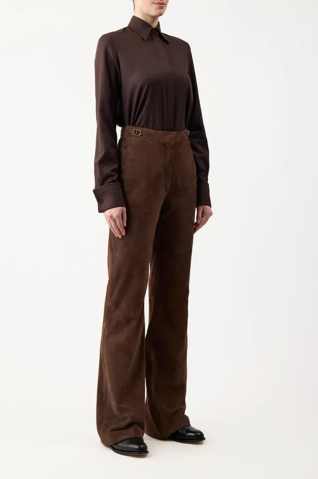 Women Pants Gabriela Hearst Vesta Pant In Chocolate Suede