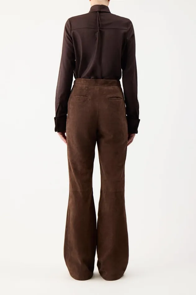 Women Pants Gabriela Hearst Vesta Pant In Chocolate Suede