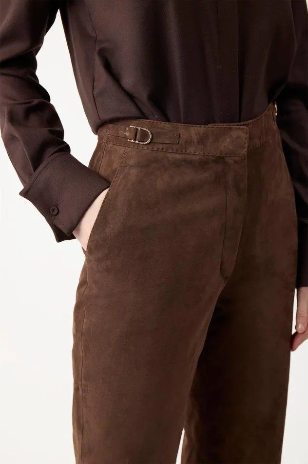 Women Pants Gabriela Hearst Vesta Pant In Chocolate Suede