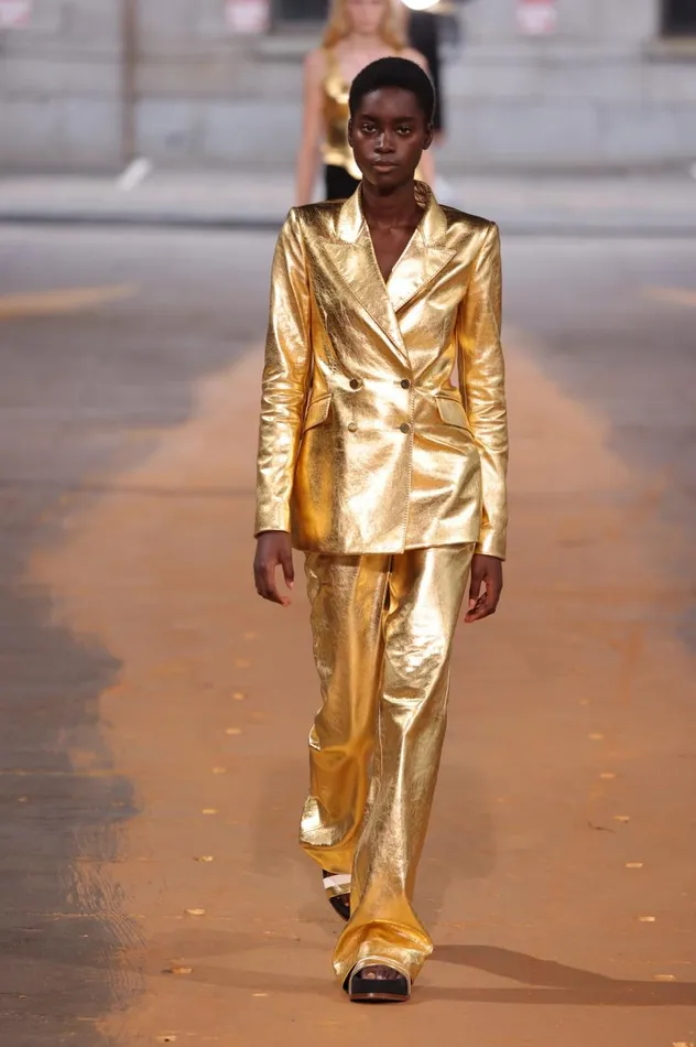Women Pants Gabriela Hearst Vesta Pant In Gold Metallic Nappa Leather
