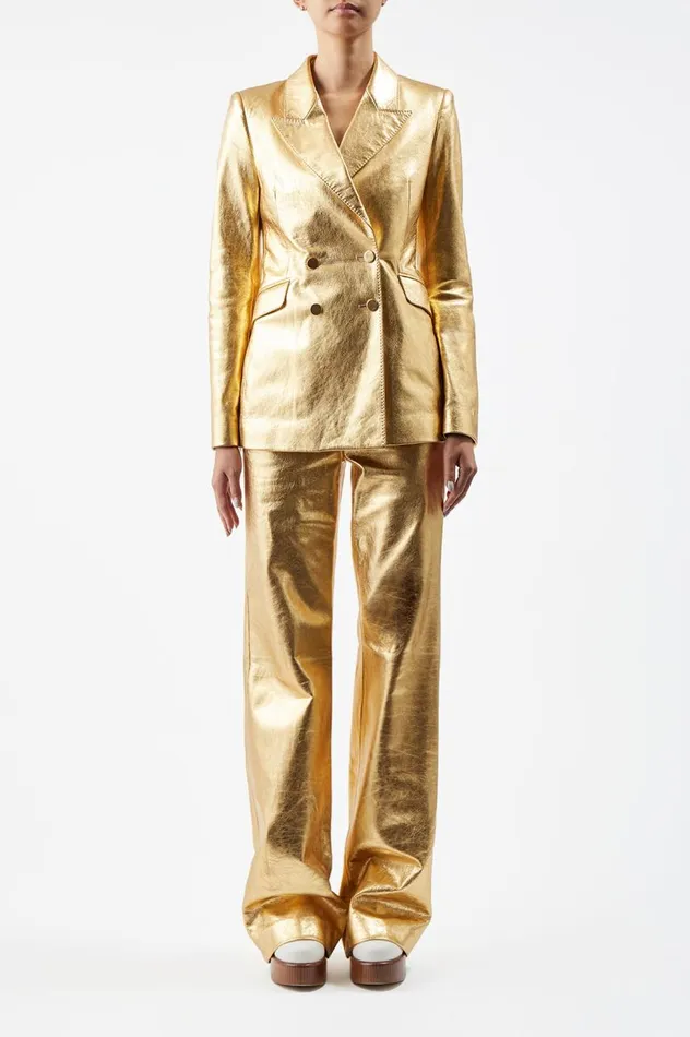 Women Pants Gabriela Hearst Vesta Pant In Gold Metallic Nappa Leather
