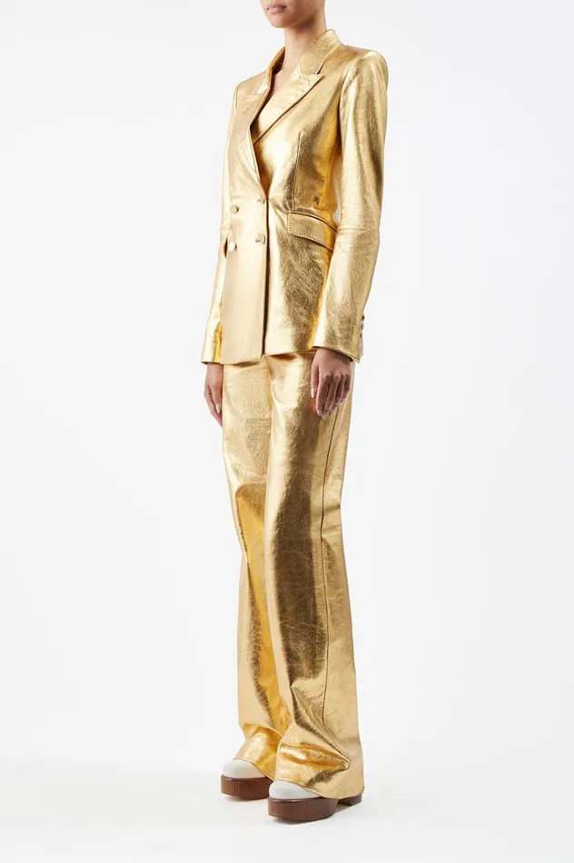 Women Pants Gabriela Hearst Vesta Pant In Gold Metallic Nappa Leather