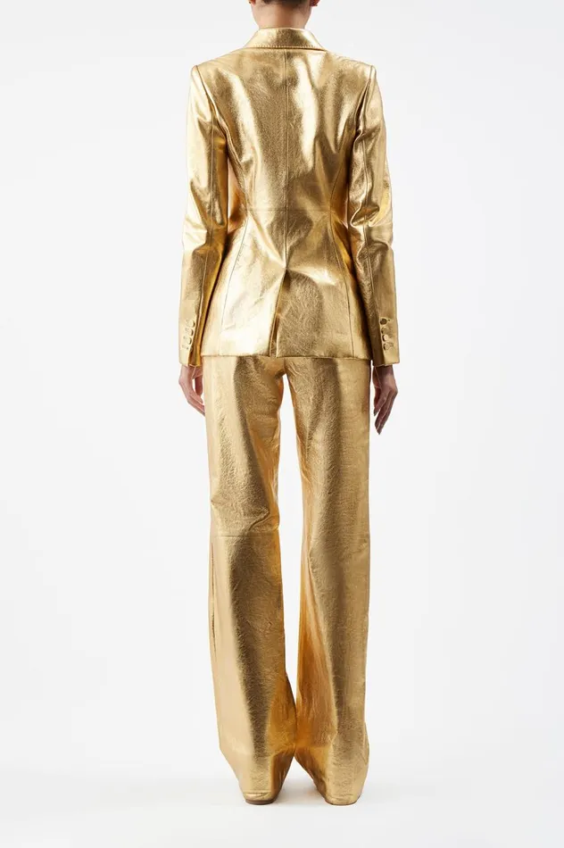 Women Pants Gabriela Hearst Vesta Pant In Gold Metallic Nappa Leather