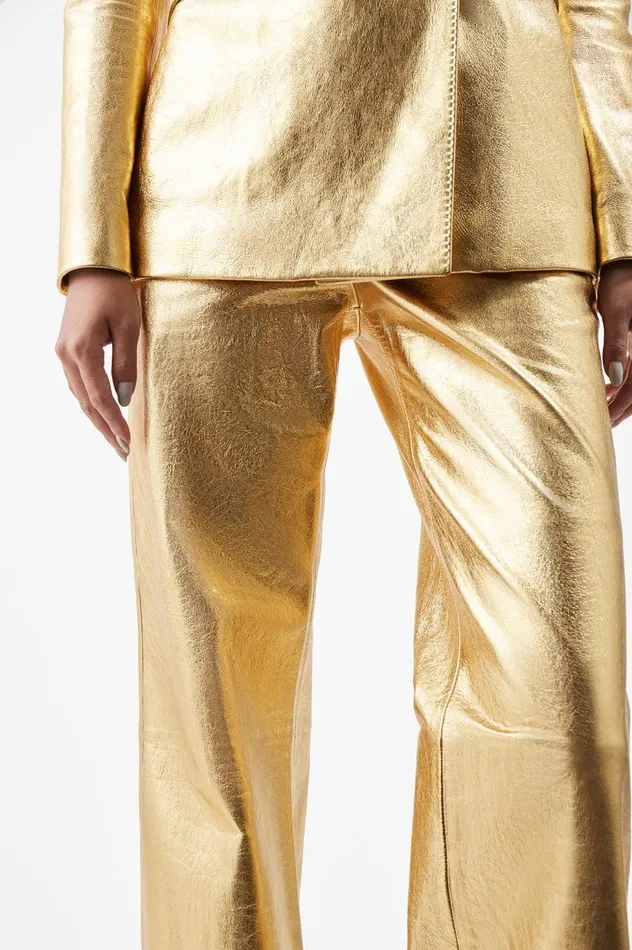 Women Pants Gabriela Hearst Vesta Pant In Gold Metallic Nappa Leather