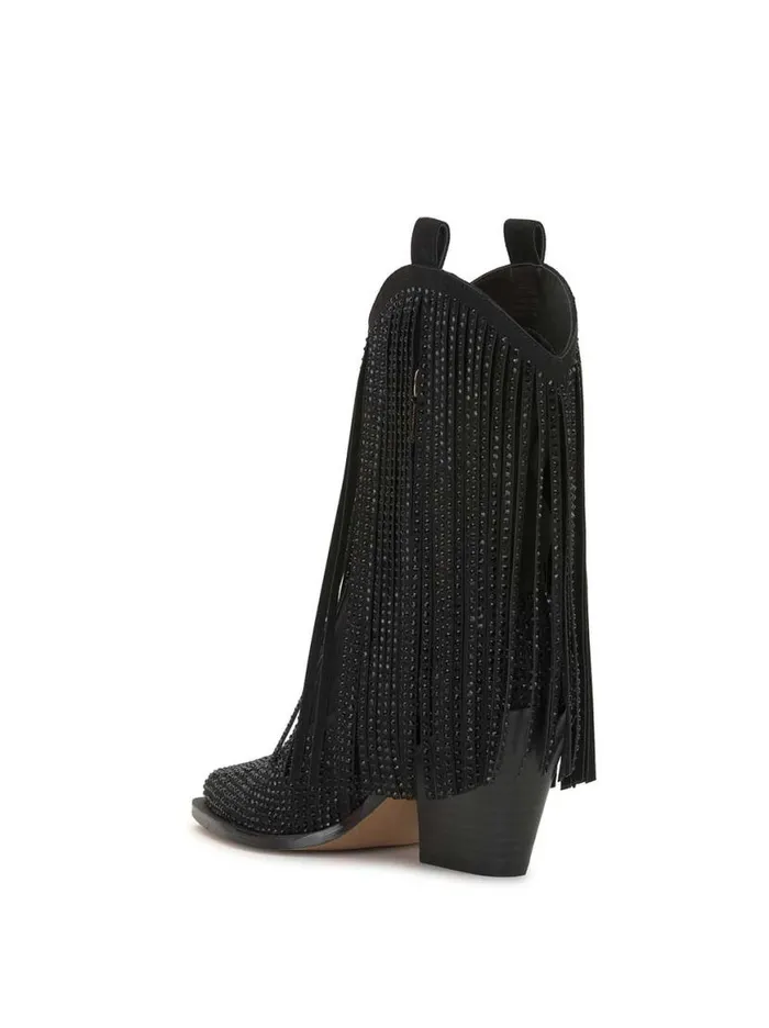 Women Paredisa Fringe Bootie In Black Jessica Simpson Boots and Booties
