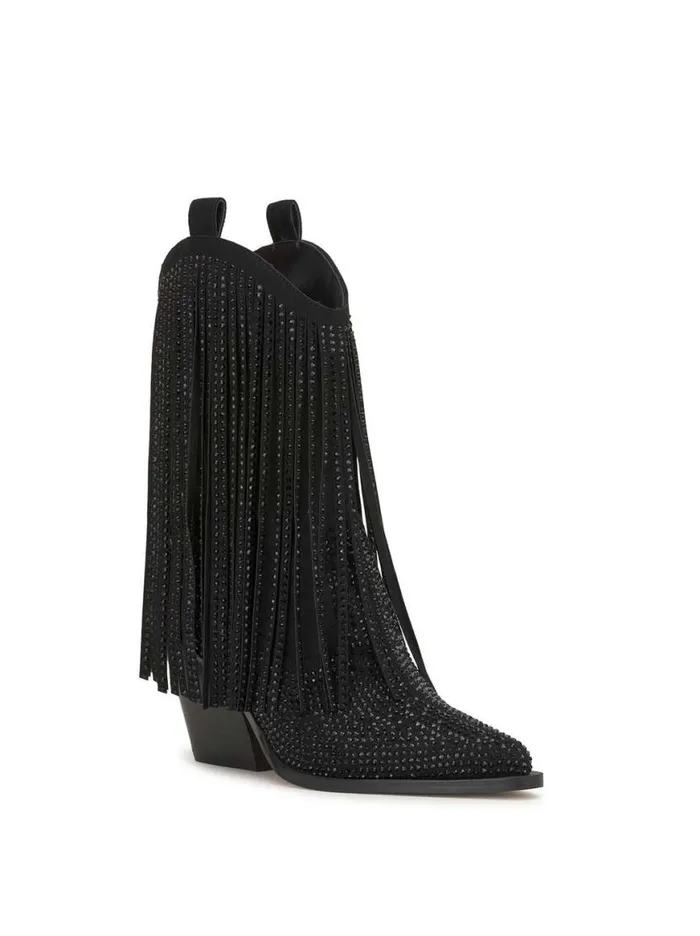 Women Paredisa Fringe Bootie In Black Jessica Simpson Boots and Booties