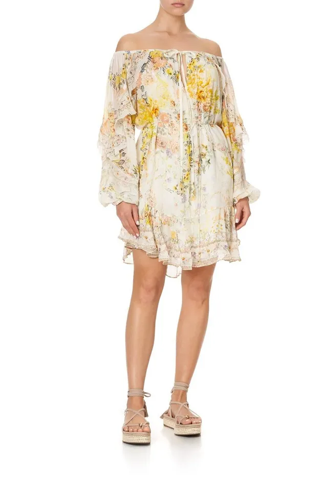 Women Party Dresses Camilla Blouson Frill Sleeve Dress In The Hills Of Tuscany
