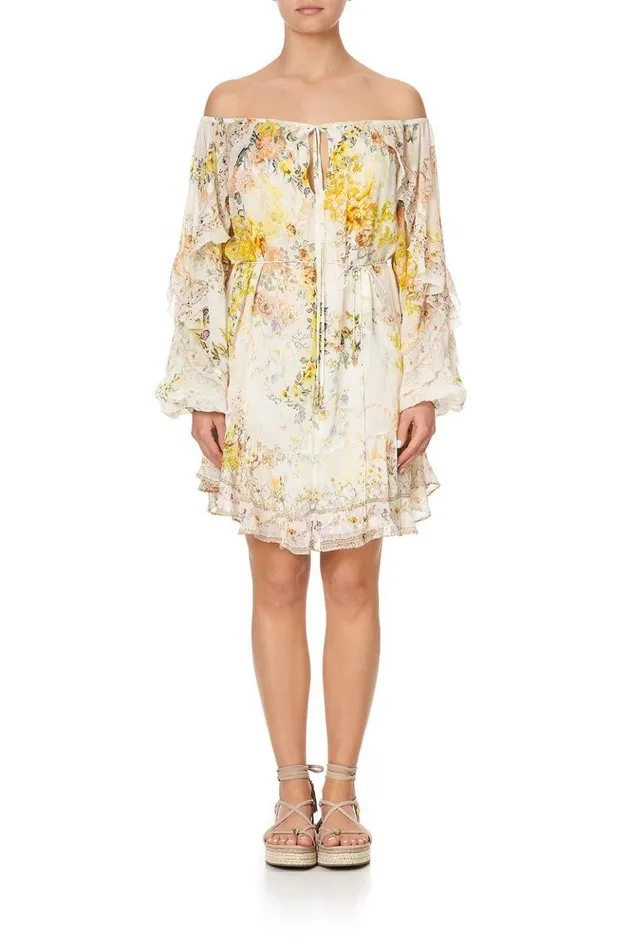 Women Party Dresses Camilla Blouson Frill Sleeve Dress In The Hills Of Tuscany