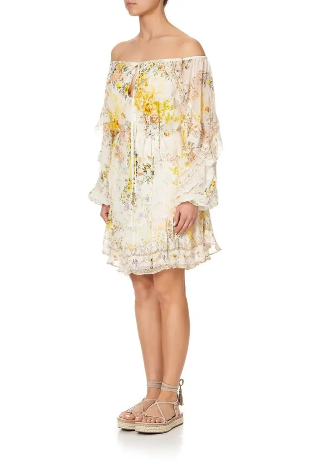 Women Party Dresses Camilla Blouson Frill Sleeve Dress In The Hills Of Tuscany