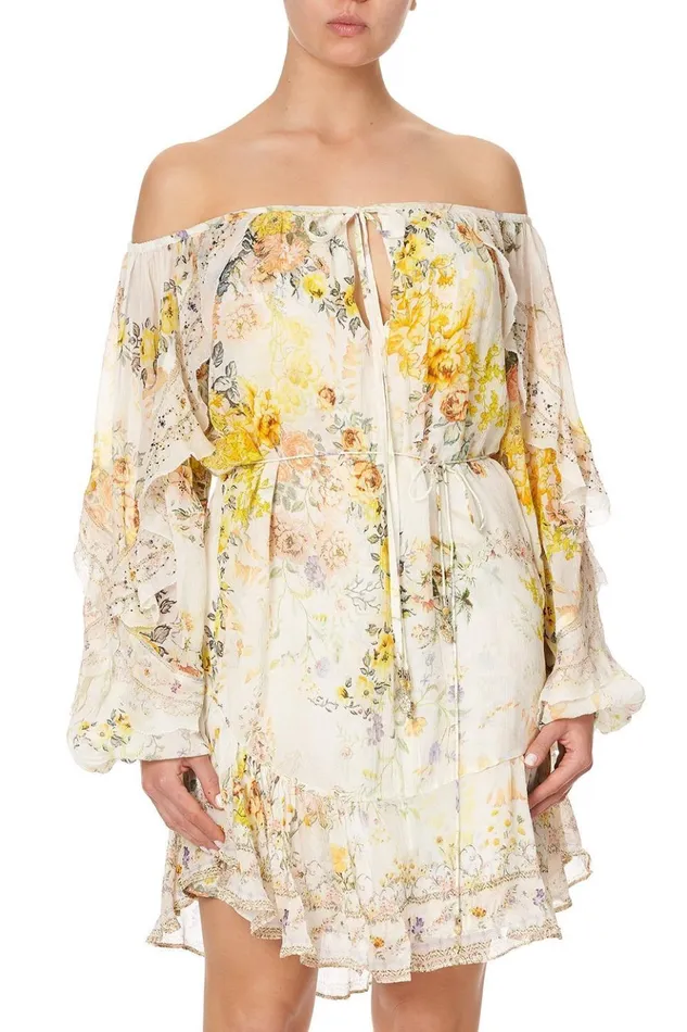 Women Party Dresses Camilla Blouson Frill Sleeve Dress In The Hills Of Tuscany