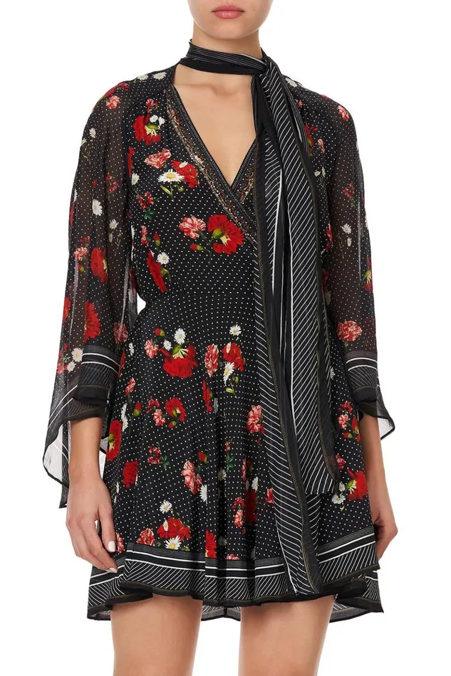 Women Party Dresses Camilla Short Wrap Dress With Neck Tie Coastal Parisienne