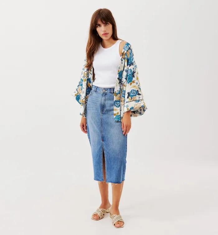Women Patterned Satin Kimono 8211 Ecru Print Promod Jackets Women Patterned Satin Kimono 8211 Ecru Print Promod Jackets