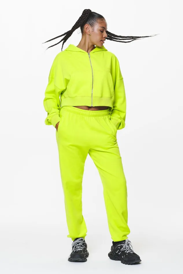 Women Pegador Hoodies Marla Cropped Zip Hoodie Washed Lime Yellow Gum Women Pegador Hoodies Marla Cropped Zip Hoodie Washed Lime Yellow Gum