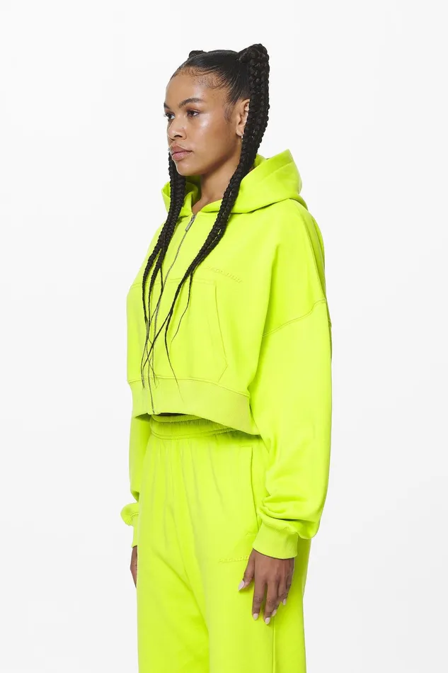Women Pegador Hoodies Marla Cropped Zip Hoodie Washed Lime Yellow Gum Women Pegador Hoodies Marla Cropped Zip Hoodie Washed Lime Yellow Gum