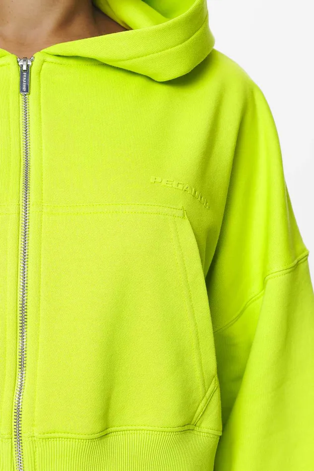 Women Pegador Hoodies Marla Cropped Zip Hoodie Washed Lime Yellow Gum Women Pegador Hoodies Marla Cropped Zip Hoodie Washed Lime Yellow Gum