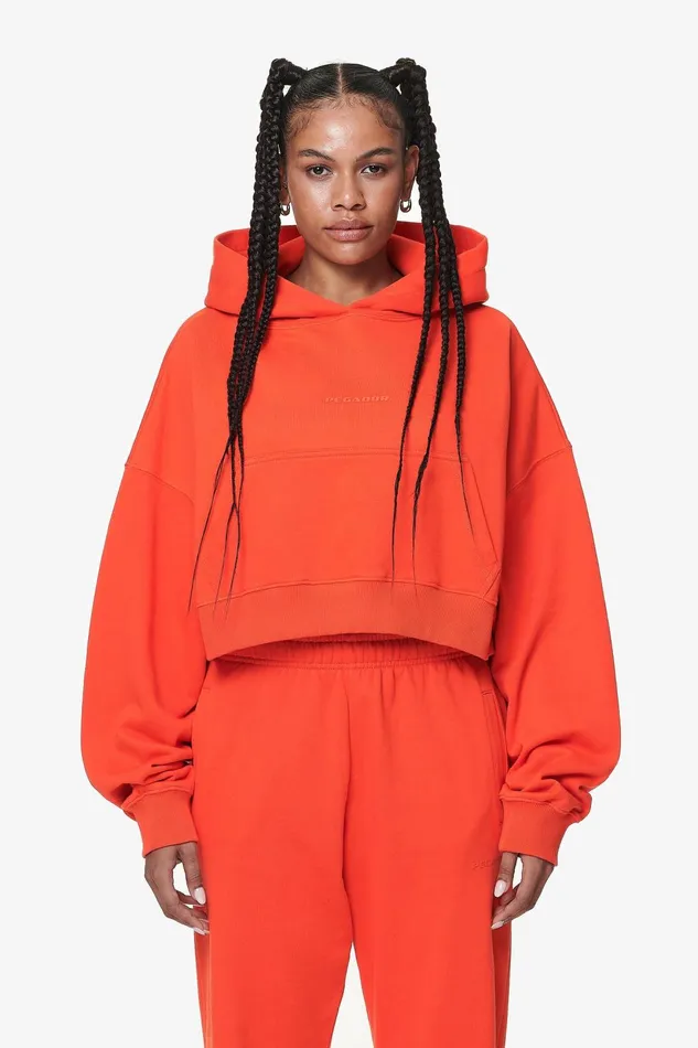 Women Pegador Hoodies Salita Oversized Cropped Hoodie Washed Signal Red Gum