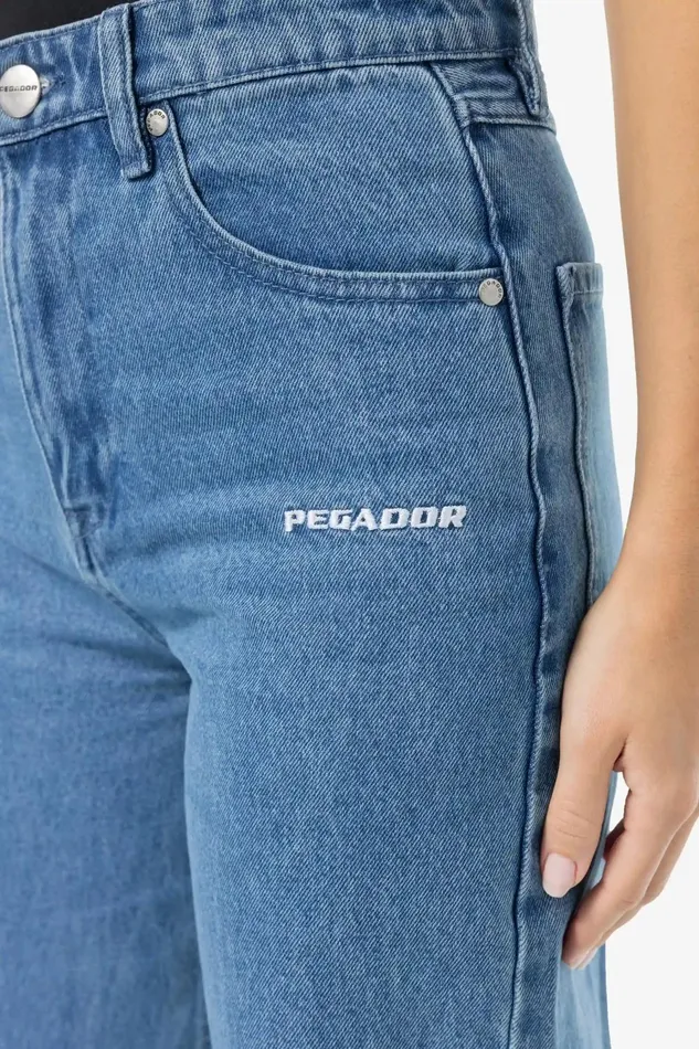 Women Pegador Jeans Naddy Wide Leg Jeans Washed Mid Blue Women Pegador Jeans Naddy Wide Leg Jeans Washed Mid Blue