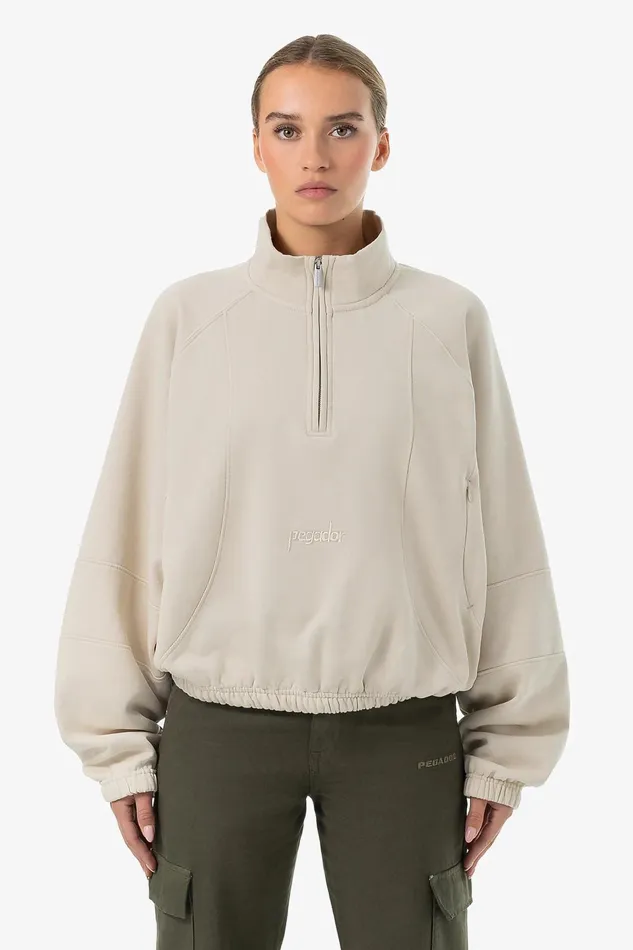 Women Pegador Sweaters Thali Oversized Halfzip Sweater Washed Light Beige