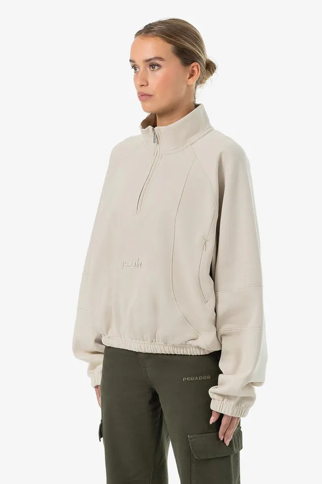 Women Pegador Sweaters Thali Oversized Halfzip Sweater Washed Light Beige Women Pegador Sweaters Thali Oversized Halfzip Sweater Washed Light Beige